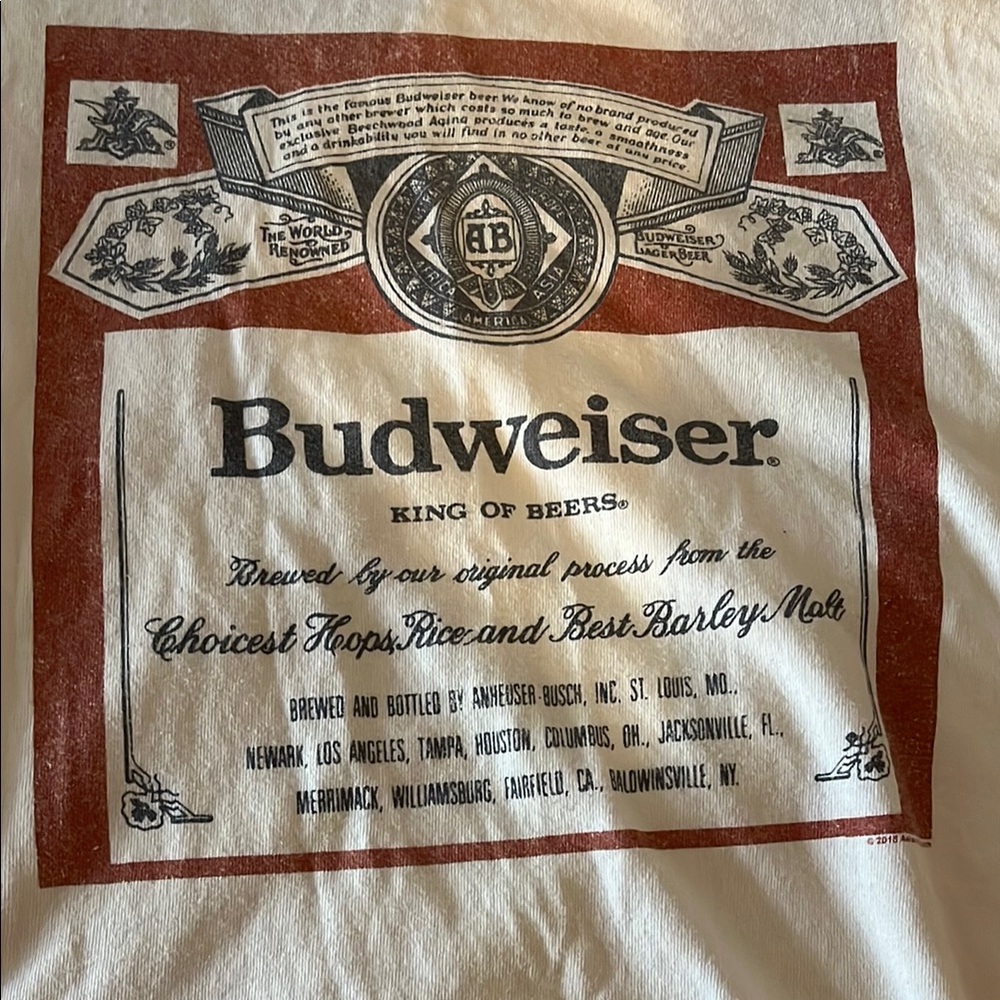 Junk food Budweiser White T-Shirt unisex S never worn. - Picture 2 of 4